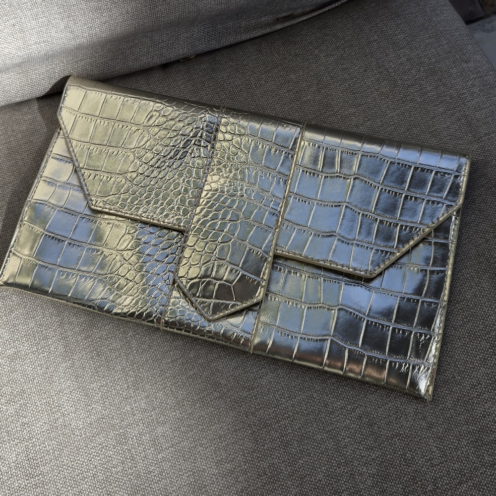JJ Winters Metallic Envelope Wallet Clutch
